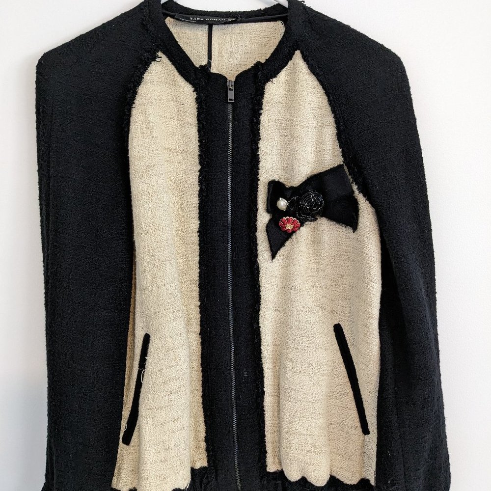 Chanel style tweed bomber jacket